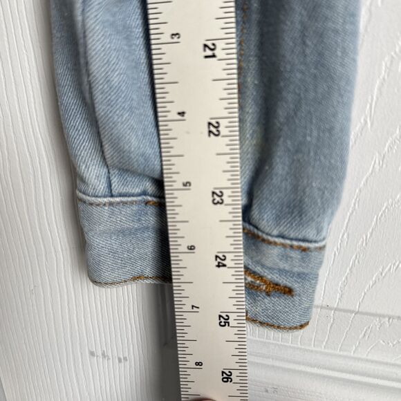 Rue21 Women’s Large Jean Jacket Rainbow Pride Checkered Sleeves Good Vibes‎ Crop - Picture 8 of 8